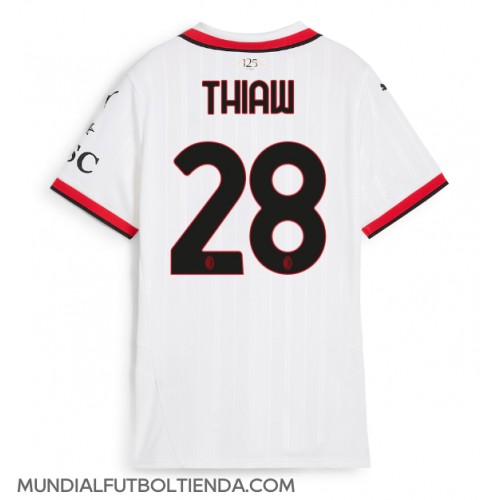 Camiseta AC Milan Malick Thiaw #28 Segunda Equipación Replica 2024-25 para mujer mangas cortas